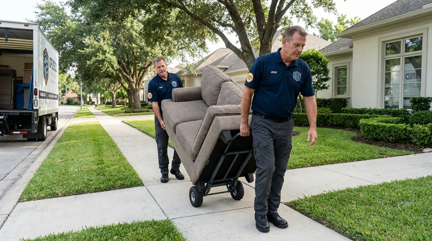 Local residential moving crew loading furniture in Taylorsville, MS